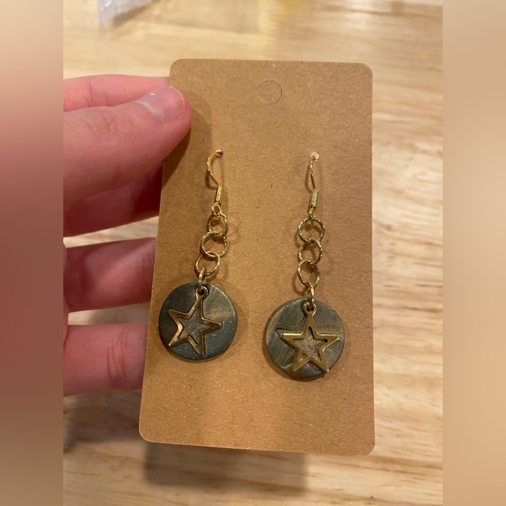 3/$10 Polymer Clay Circle and Star Earrings